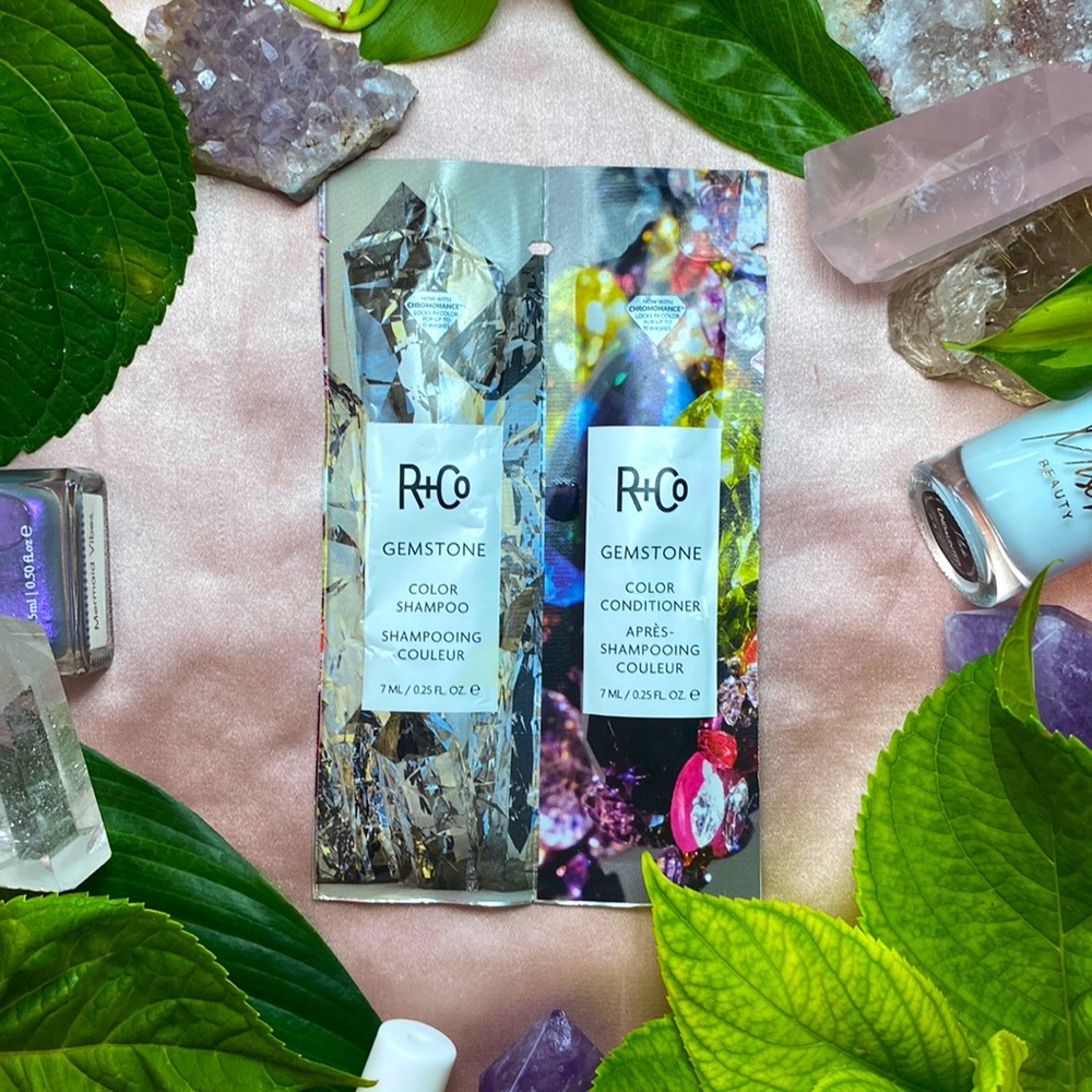 7/$33 or 9/$50 R+Co Gemstone Color Shampoo and Color Conditioner Samples